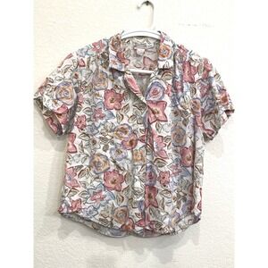 Vintage Koret Floral Women's Top Size 12 Blouse Shirt Career Y2K Office Inspo
